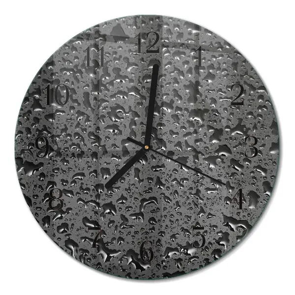 Ronde glazen wandklok Waterdruppels