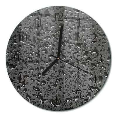 Ronde glazen wandklok Waterdruppels