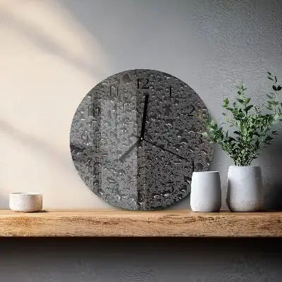 Ronde glazen wandklok Waterdruppels