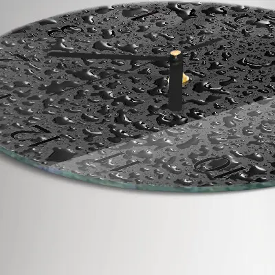 Ronde glazen wandklok Waterdruppels