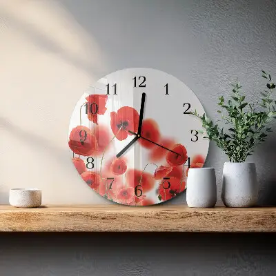 Ronde glazen klok Klaprozen