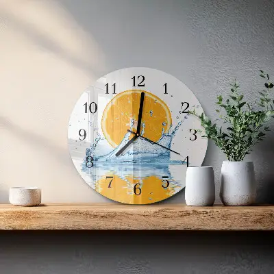 Klok glas met opdruk rond Sinaasappelwater