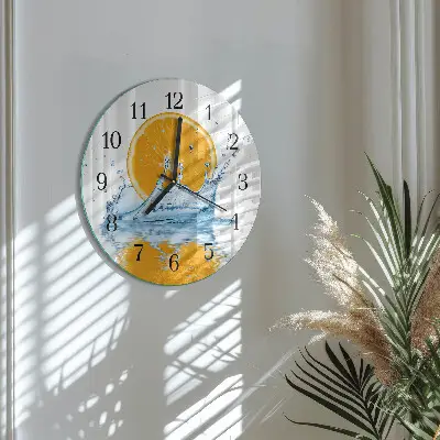 Klok glas met opdruk rond Sinaasappelwater