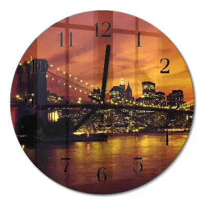 Ronde glazen wandklok Horizontale brug