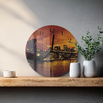 Ronde glazen wandklok Horizontale brug