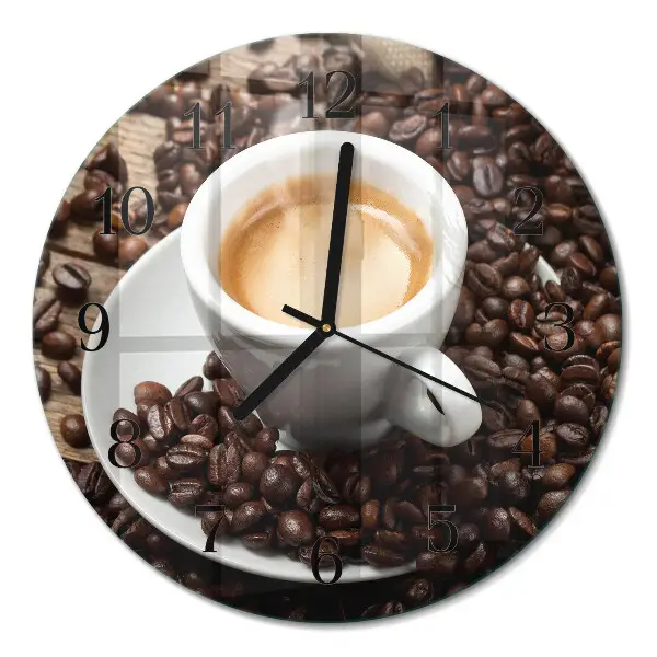 Klok glas met opdruk rond Een kopje koffie