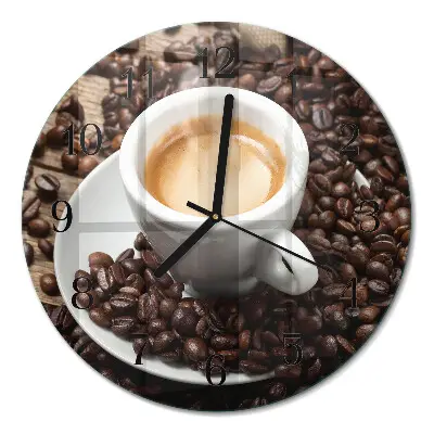Klok glas met opdruk rond Een kopje koffie