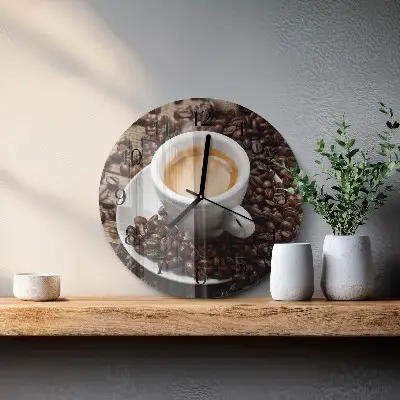 Klok glas met opdruk rond Een kopje koffie