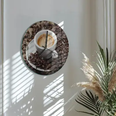Klok glas met opdruk rond Een kopje koffie