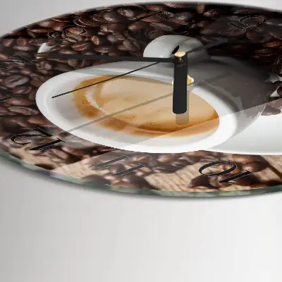 Klok glas met opdruk rond Een kopje koffie