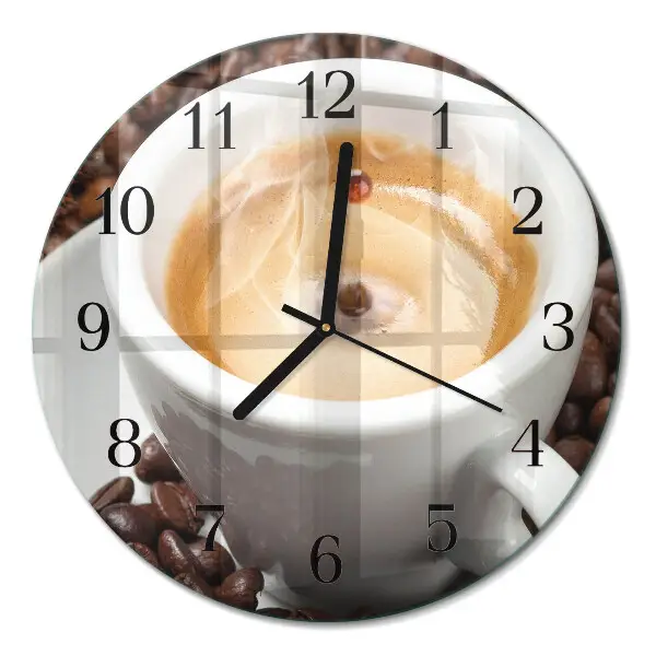 Ronde glazen klok Een kopje koffie