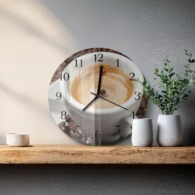 Ronde glazen klok Een kopje koffie