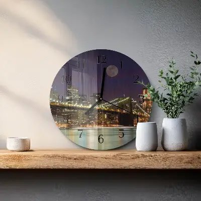 Ronde glazen wandklok Horizontale brug