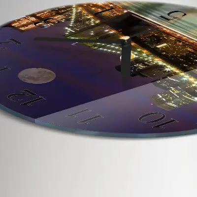 Ronde glazen wandklok Horizontale brug