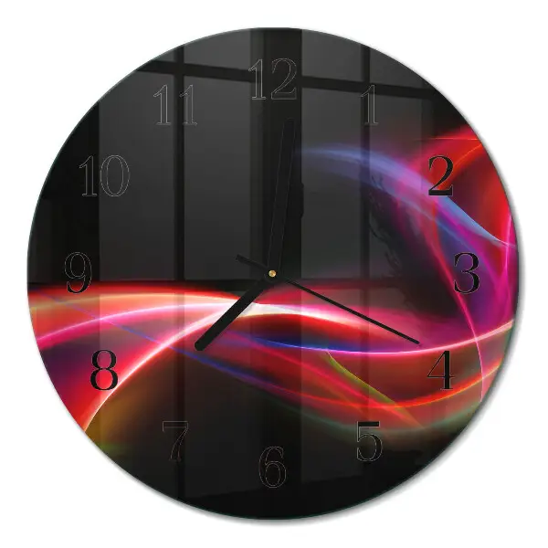 Ronde glazen wandklok Abstracte lijnen