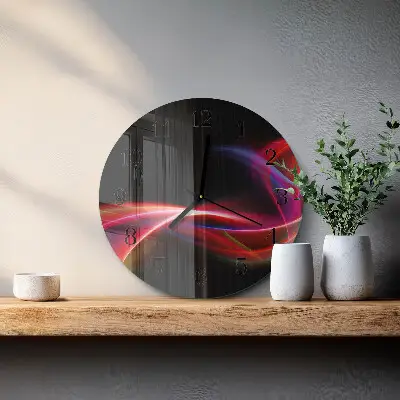 Ronde glazen wandklok Abstracte lijnen