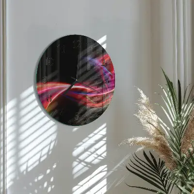 Ronde glazen wandklok Abstracte lijnen