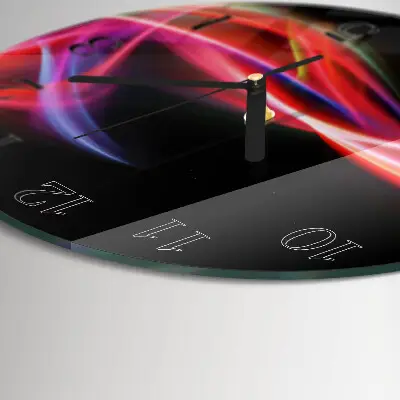 Ronde glazen wandklok Abstracte lijnen