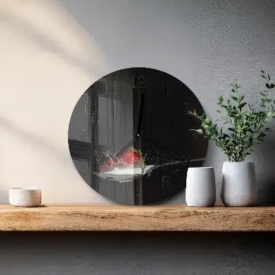 Wandklok glas decoratie rond Aardbei