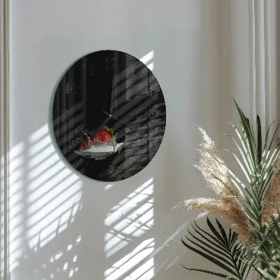 Wandklok glas decoratie rond Aardbei