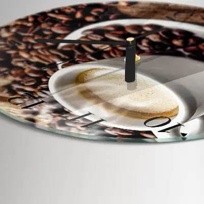 Ronde glazen wandklok Een kopje koffie