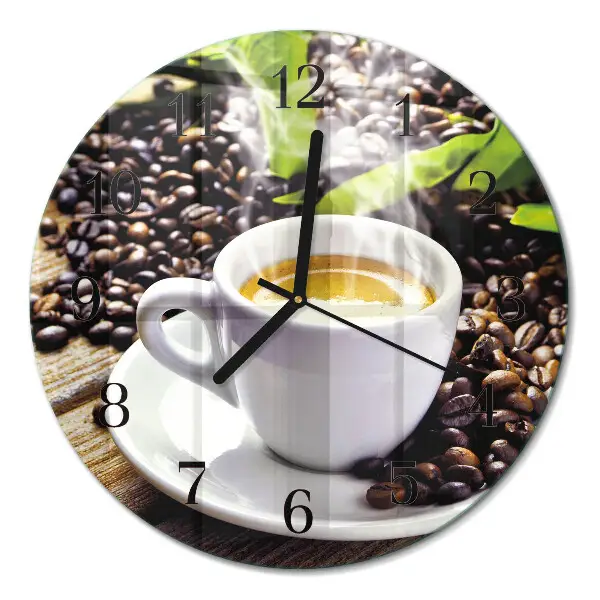 Wandklok glas decoratie rond Een kopje koffie