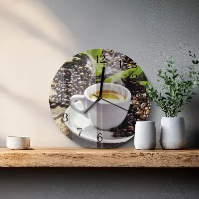 Wandklok glas decoratie rond Een kopje koffie