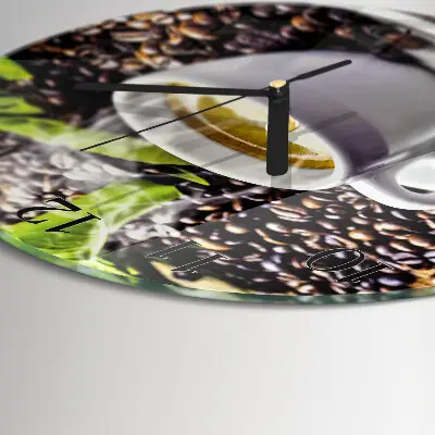 Wandklok glas decoratie rond Een kopje koffie