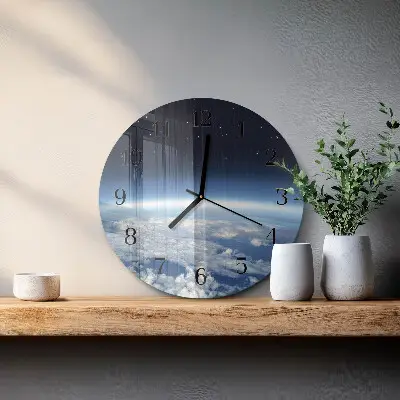 Ronde glas klok Het universum van de aarde