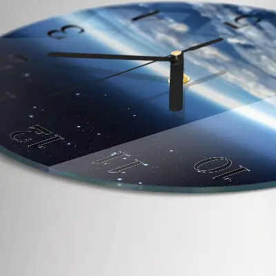 Ronde glas klok Het universum van de aarde