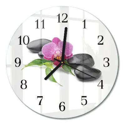 Klok glas met opdruk rond Orchidee