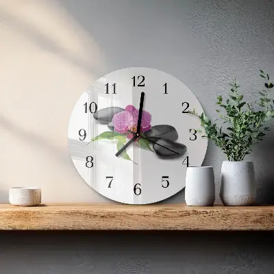 Klok glas met opdruk rond Orchidee