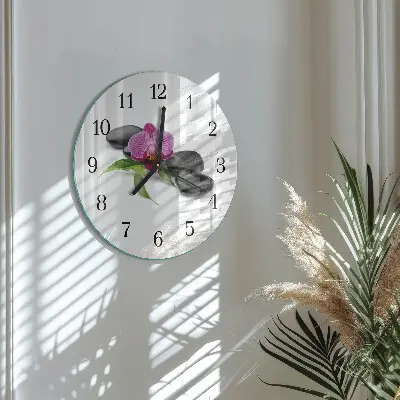 Klok glas met opdruk rond Orchidee