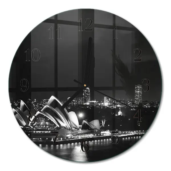 Wandklok glas decoratie rond Sydney horizon