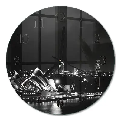 Wandklok glas decoratie rond Sydney horizon
