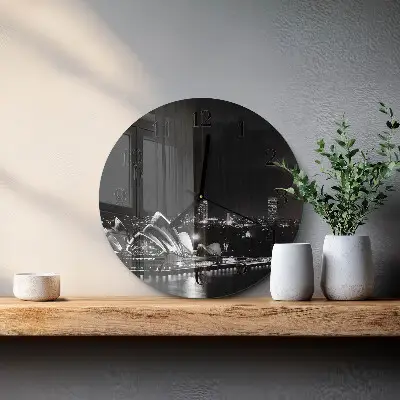 Wandklok glas decoratie rond Sydney horizon