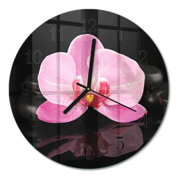 Ronde glazen klok Orchidee