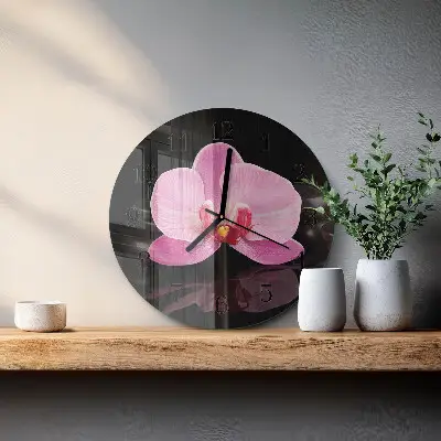 Ronde glazen klok Orchidee