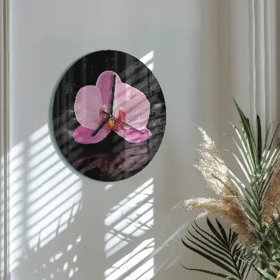 Ronde glazen klok Orchidee