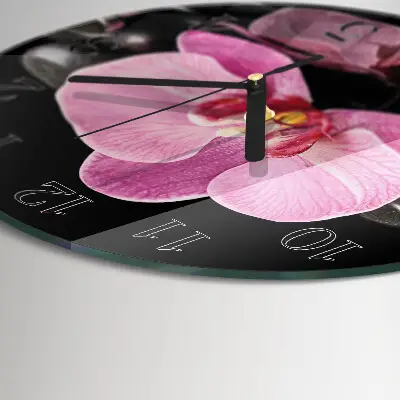 Ronde glazen klok Orchidee