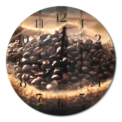 Ronde glazen wandklok Koffiebonen