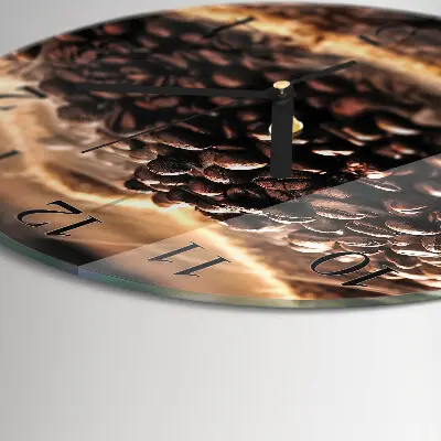 Ronde glazen wandklok Koffiebonen
