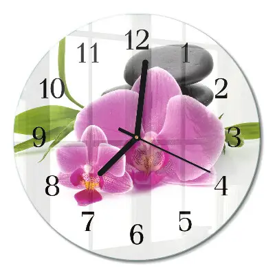 Klok glas met opdruk rond Orchidee