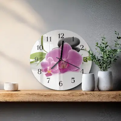 Klok glas met opdruk rond Orchidee