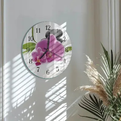 Klok glas met opdruk rond Orchidee