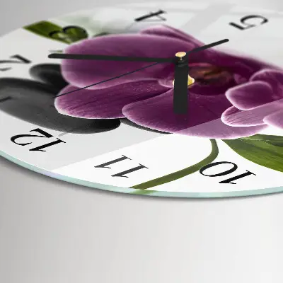 Klok glas met opdruk rond Orchidee