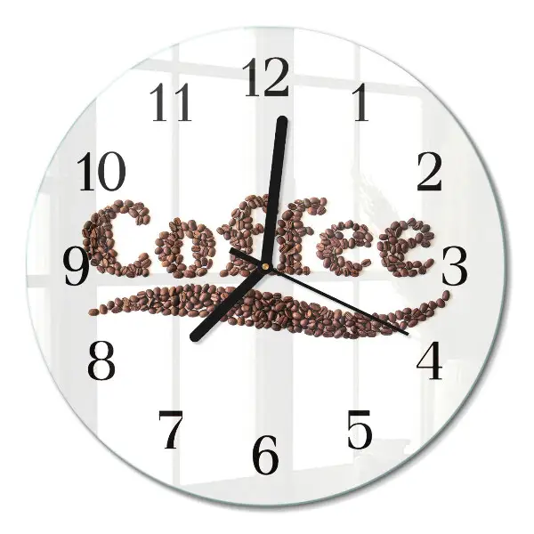 Wandklok glas decoratie rond Koffie 