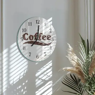Wandklok glas decoratie rond Koffie 