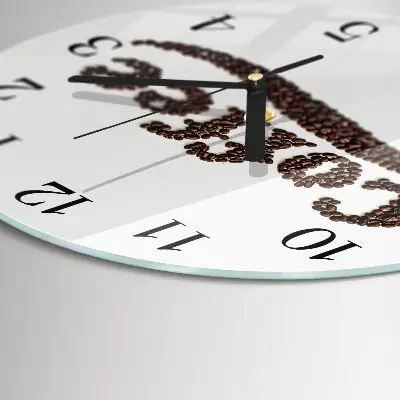 Wandklok glas decoratie rond Koffie 