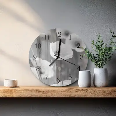 Ronde glazen klok Klaprozen